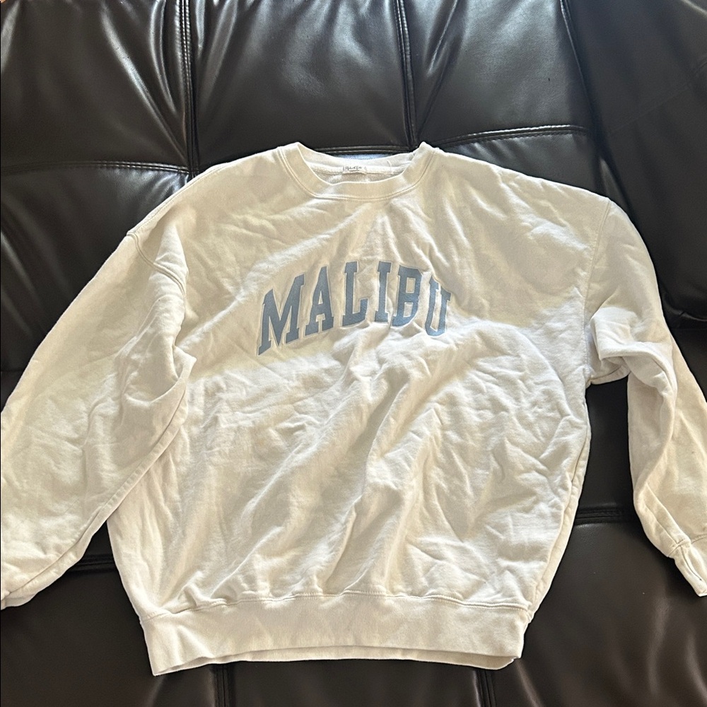 Brandy Melville White and Blue Crewneck Sweater
